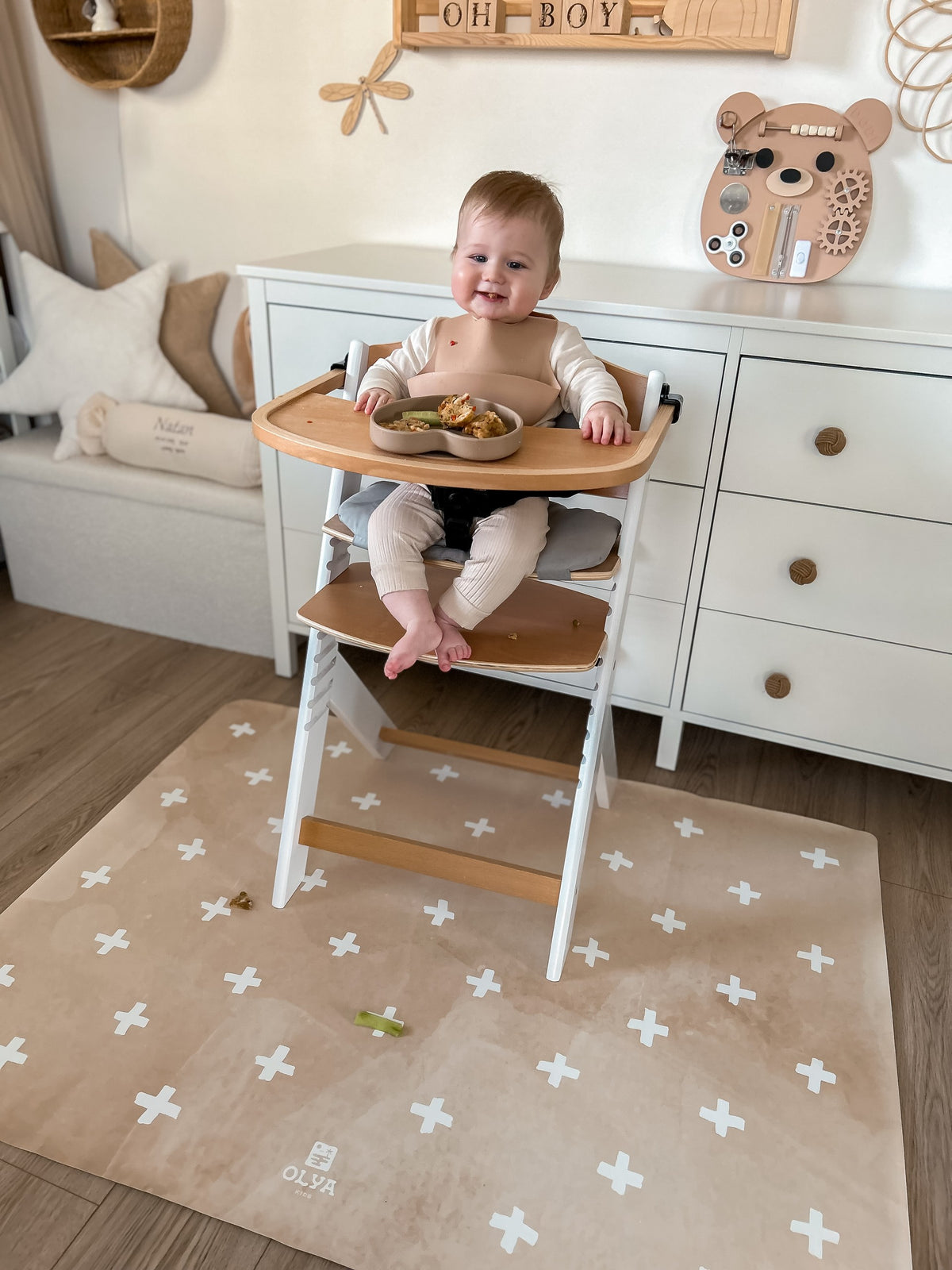 Kinder-Bodenmatte Cross Sand wasserdicht – rutschfeste Essmatte aus veganem Leder – Produktbild 3