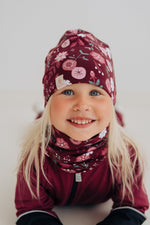 Kids Merino Hat Beanie For Autumn And Spring METTE - Winter Flowers