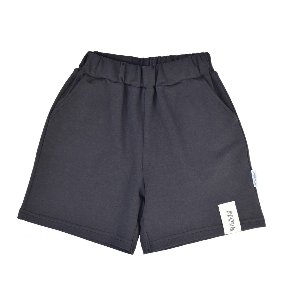 Baumwoll-Kinder-Shorts Anthrazit – Bequeme Sommerhose mit Taschen aus OEKO-TEX Baumwolle – Produktbild 1
