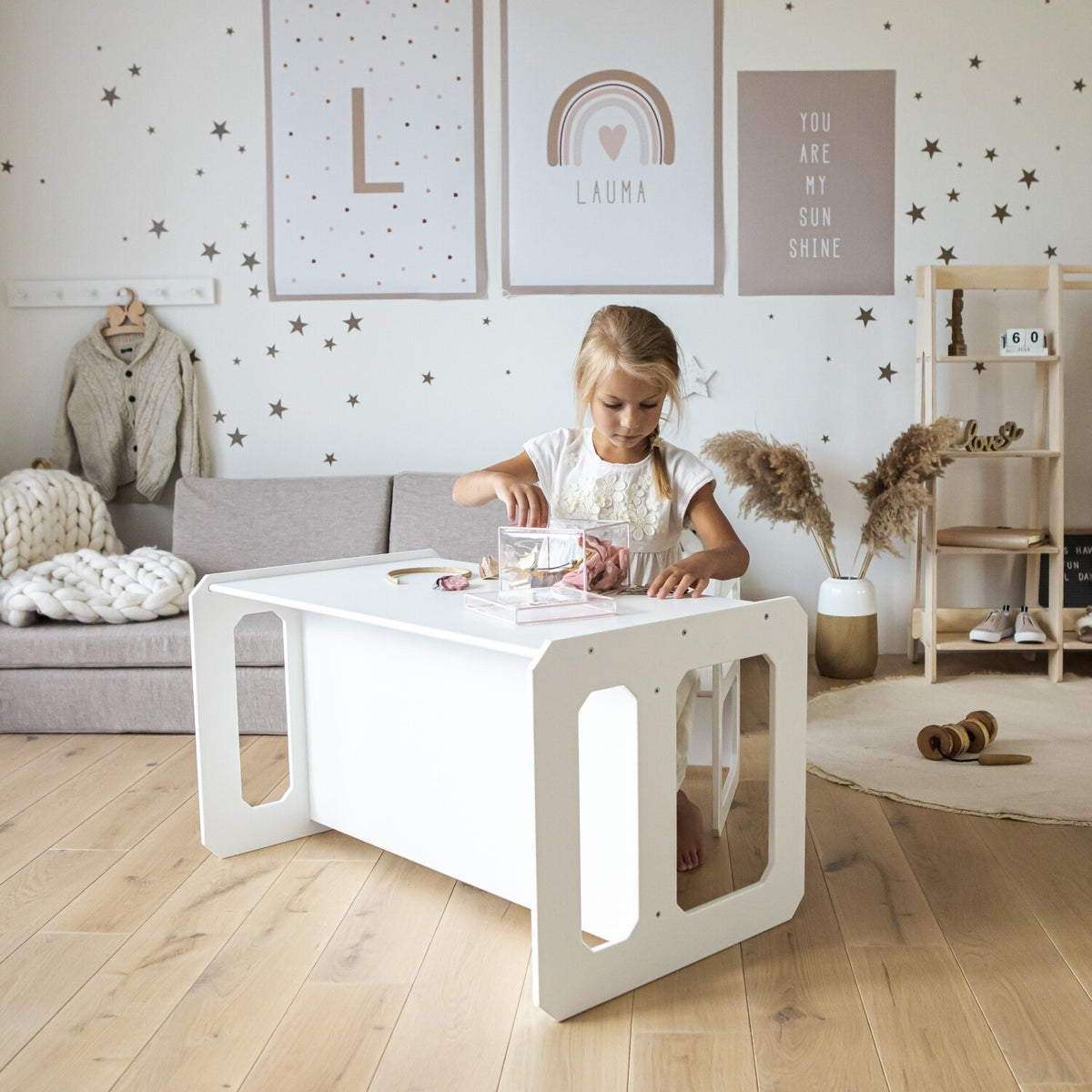 Montessori Entwöhnungstisch mit Stuhl – Holz-Kindersitzgruppe für Essen & Spielen – Produktbild 2