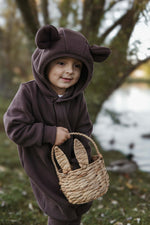 Jumpsuit mit Ohren für Babys und Kinder – Schokolade – Produktbild 2