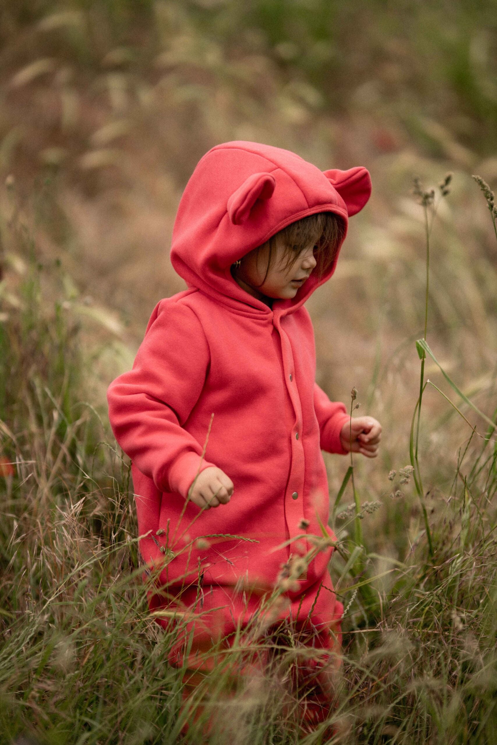 Jumpsuit mit Ohren für Babys und Kinder – Koralle – Produktbild 2