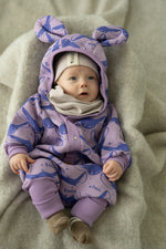 Jumpsuit mit Ohren für Babys und Kinder – Flieder Fenio