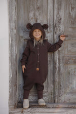 Jumpsuit mit Ohren für Babys und Kinder – Schokolade – Produktbild 3