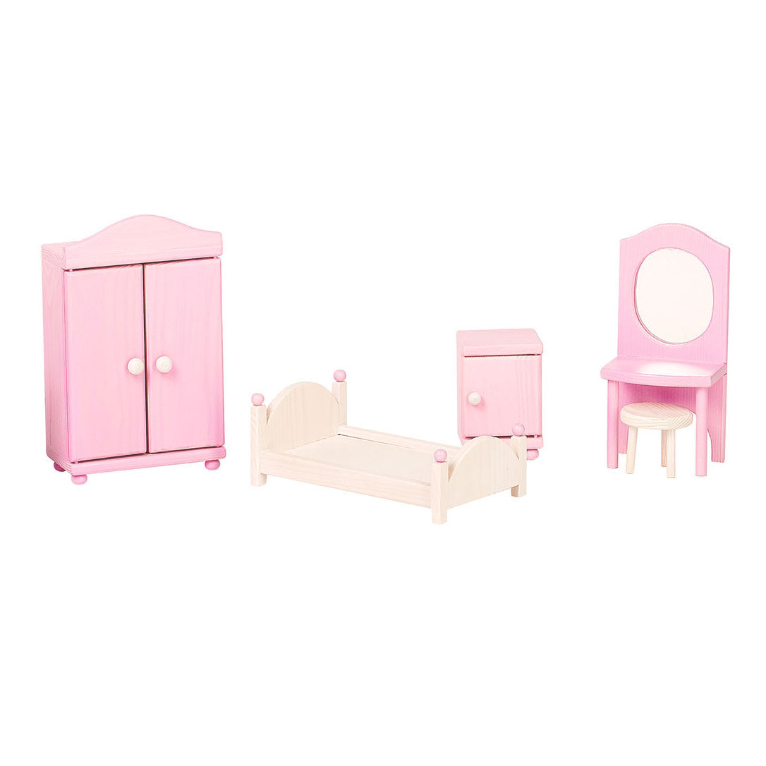 Puppenhaus-Möbel Schlafzimmer – Rosa-Weiß – Produktbild 1