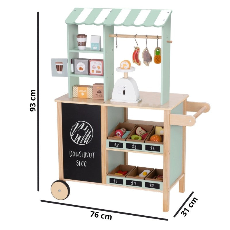 Montessori Food Truck & Kaufladen aus Holz – großer Minimarkt Verkaufsstand 73 Teile FSC – Produktbild 2