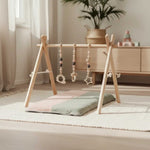 Wooden Baby Gym with Pink Toys