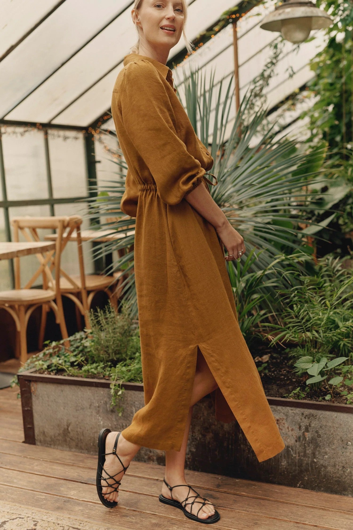 Linen Rhapsody Dress - Bronze