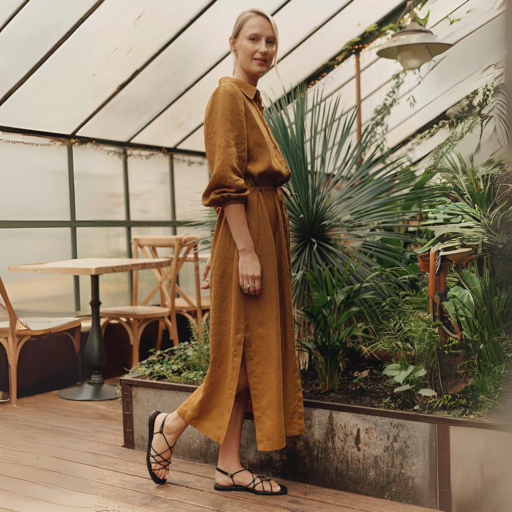 Linen Rhapsody Dress - Bronze
