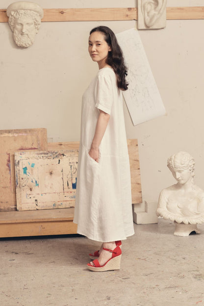 Linen Speedwell Dress - Optical White