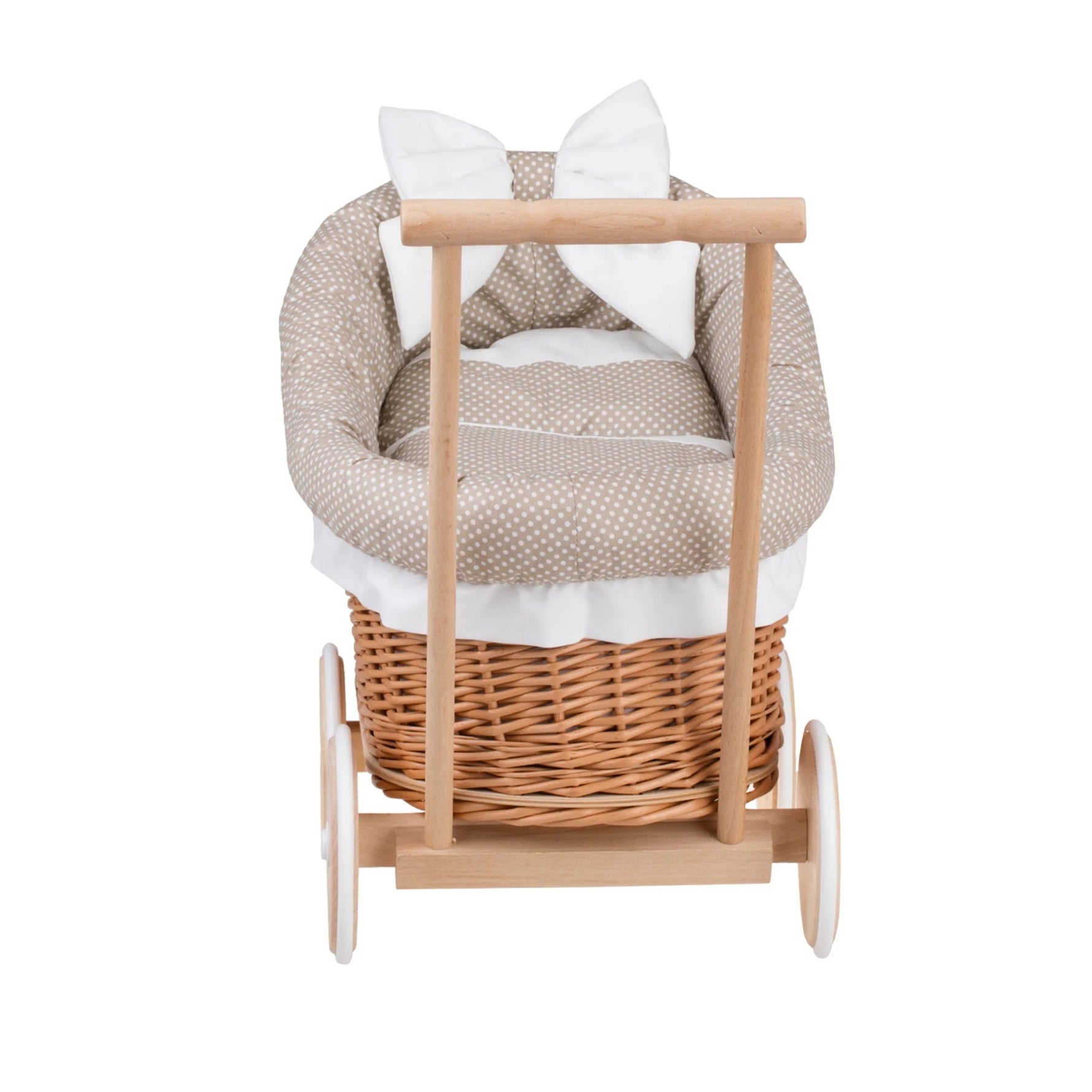 Luna Weiden-Puppenwagen 1330-01 mit beigem Rand, Decke und Kissen – Beige – Produktbild 4