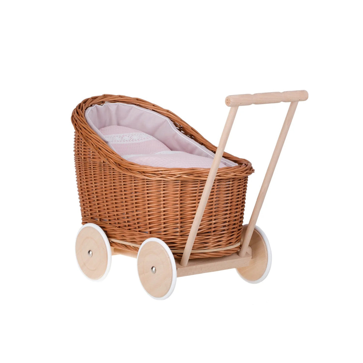 Luna Weiden-Puppenwagen 1330-03 mit rosa Rand, Decke und Kissen – Produktbild 2