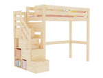 MAKALU Wooden Loft Bed with Storage Stairs – 90 × 200 cm