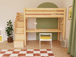 MAKALU Wooden Loft Bed with Storage Stairs and Desk – 90 × 200 cm