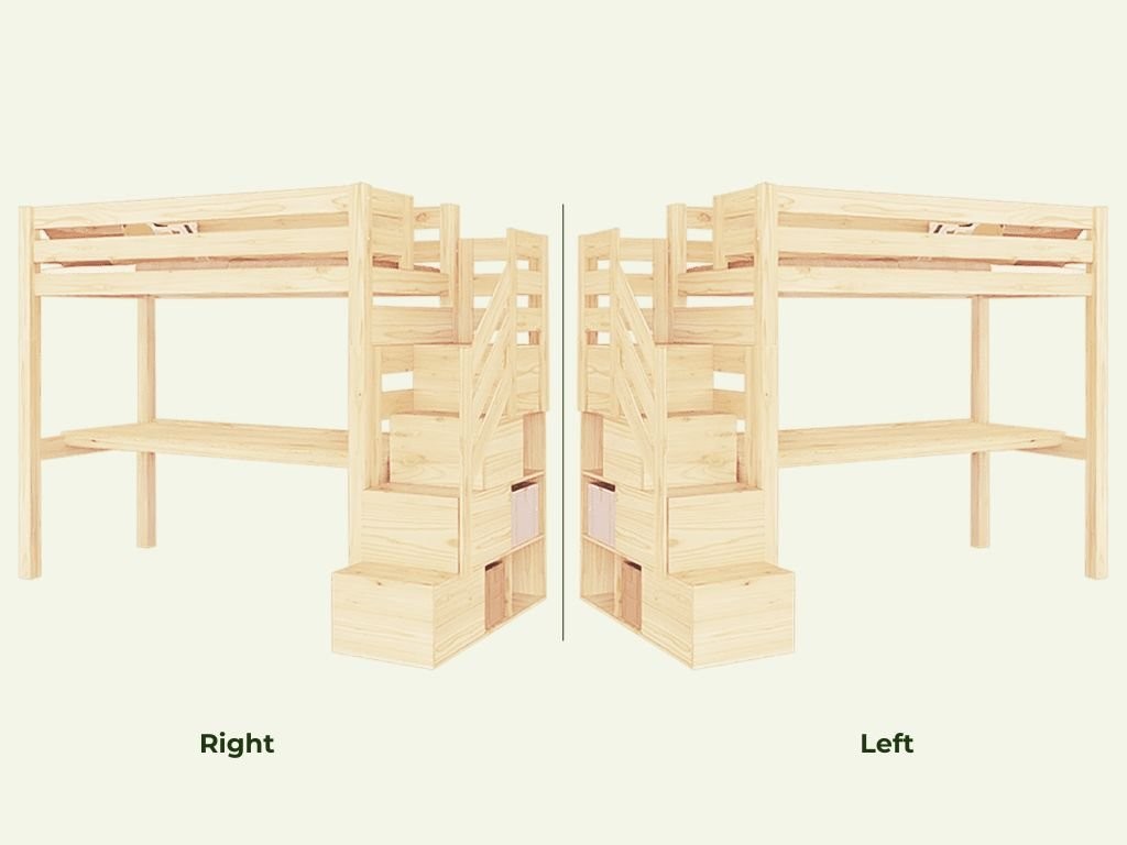 MAKALU Wooden Loft Bed with Storage Stairs and Desk – 90 × 200 cm
