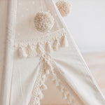 Boho Kids Teepee with Tassels – Ecru