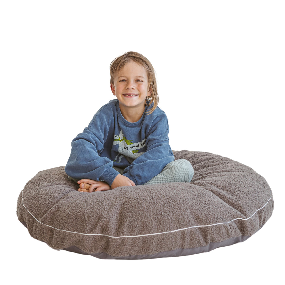 Bouclé Kids Floor Cushion – Grey, 100 cm