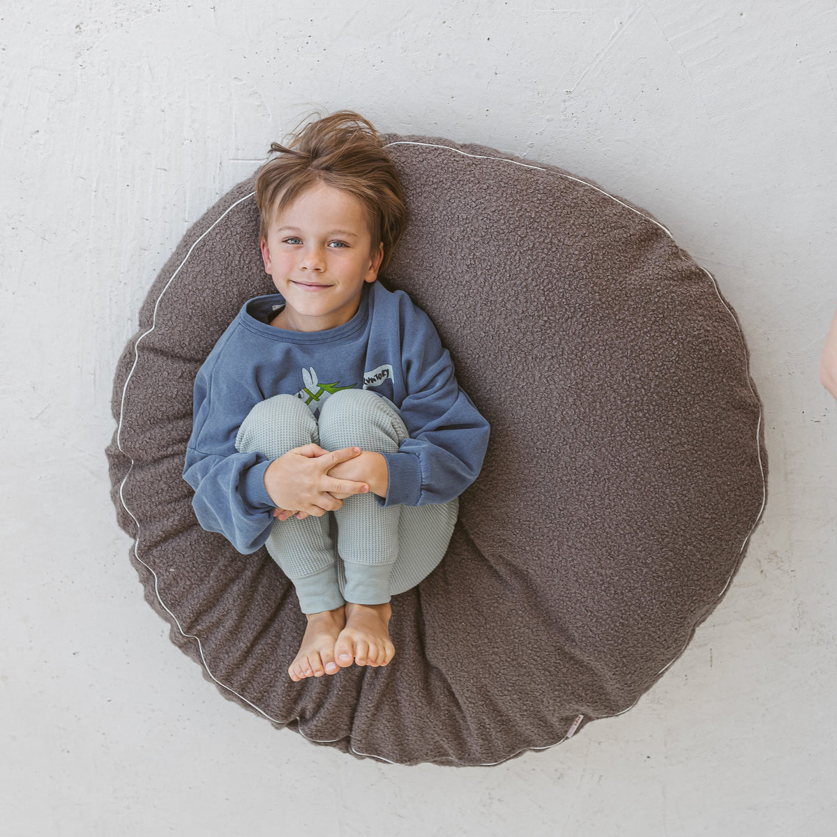 Bouclé Kids Floor Cushion – Grey, 100 cm