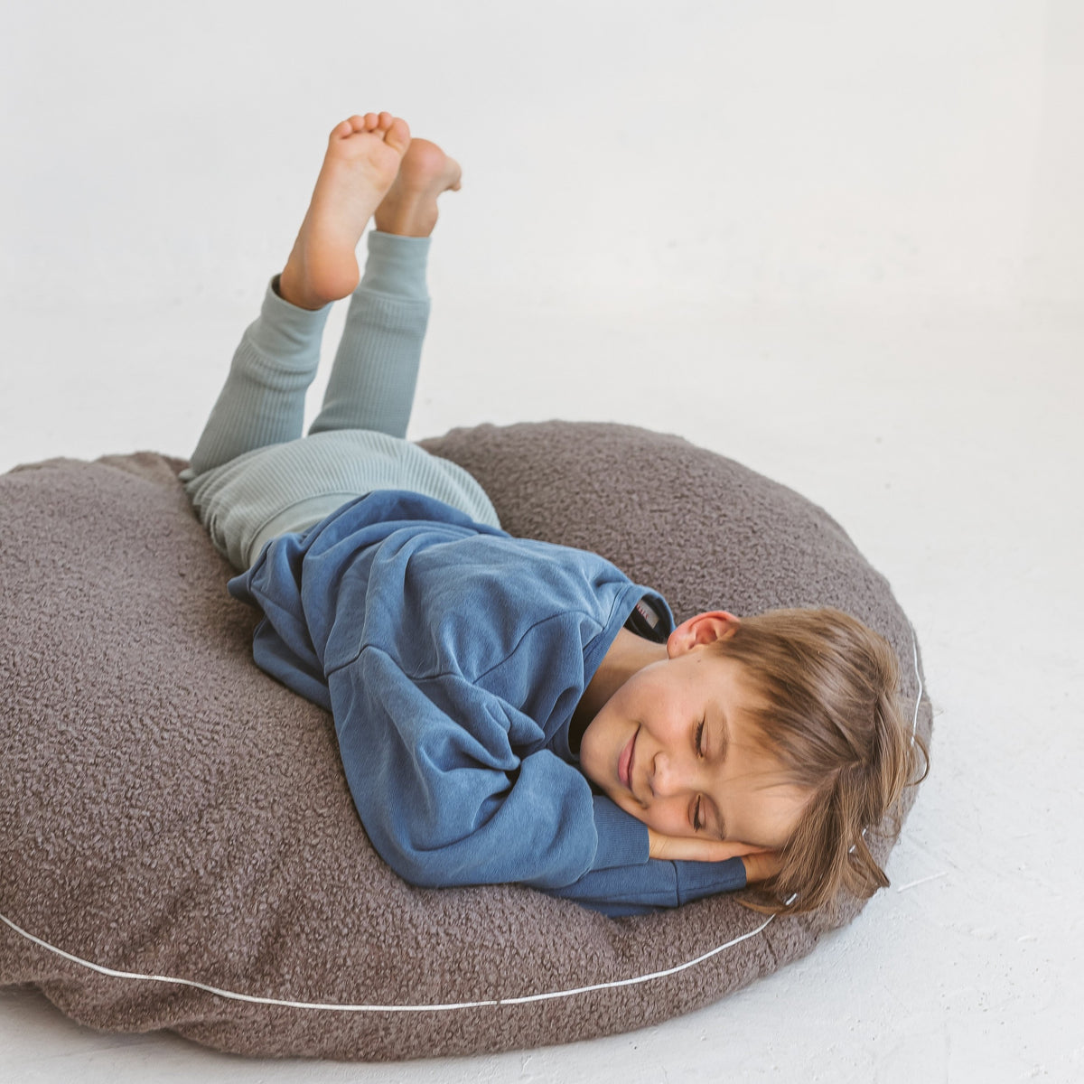 Bouclé Kids Floor Cushion – Grey, 100 cm
