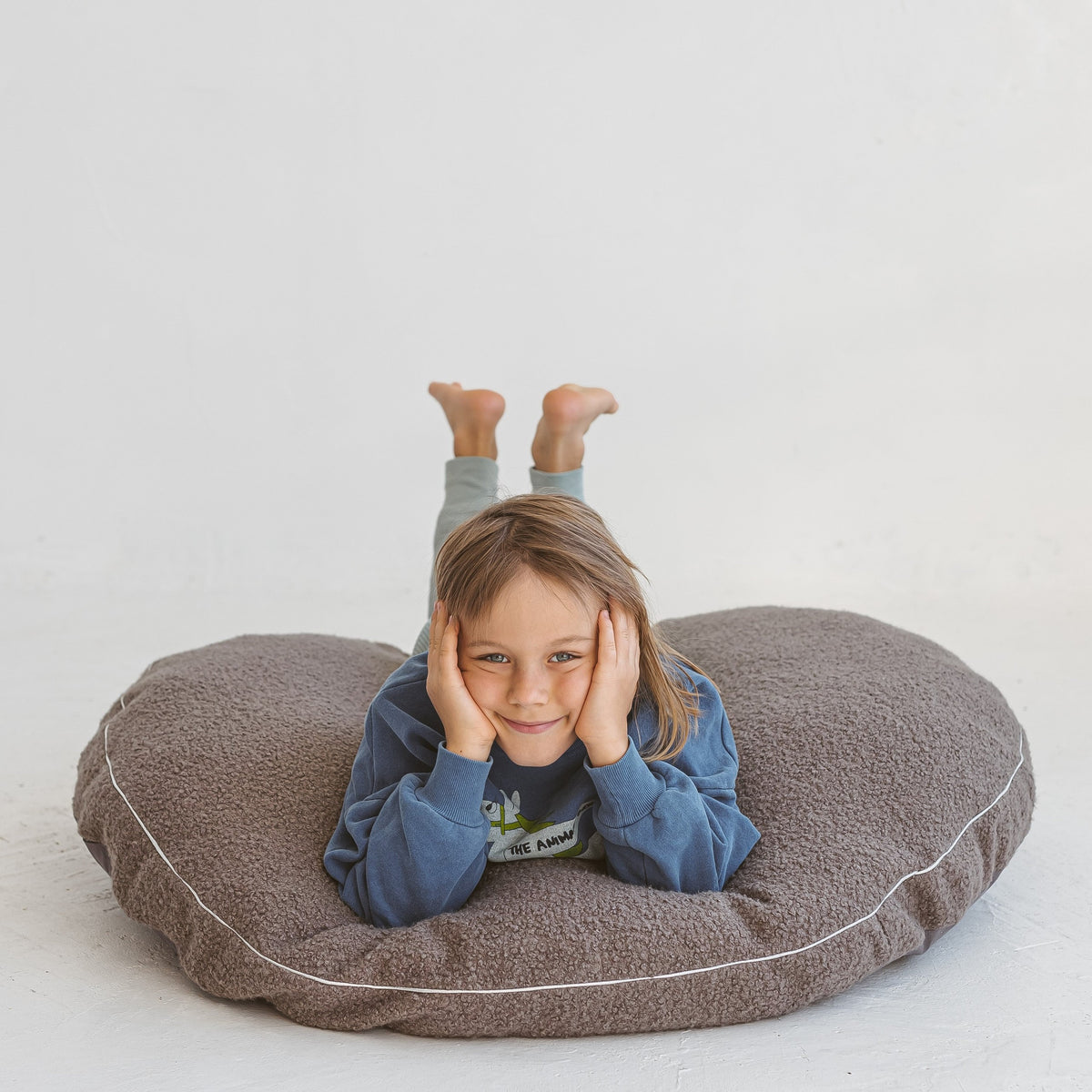 Bouclé Kids Floor Cushion – Grey, 100 cm