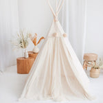 Fairy Kids Play Tent with Tulle – Ecru