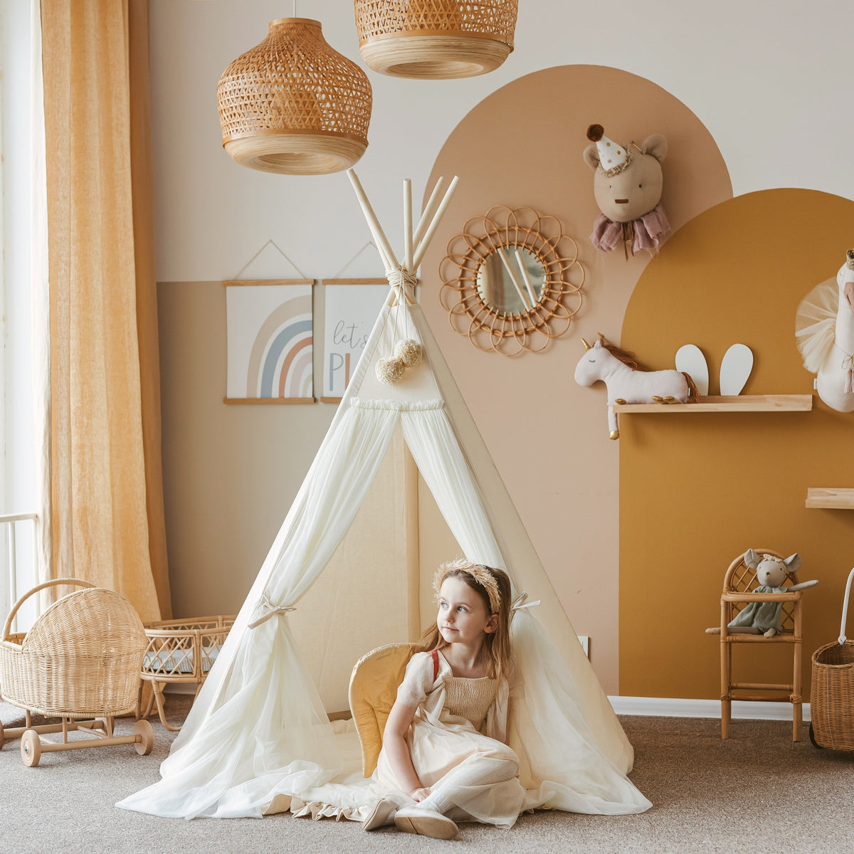 Fairy Kids Play Tent with Tulle – Rose
