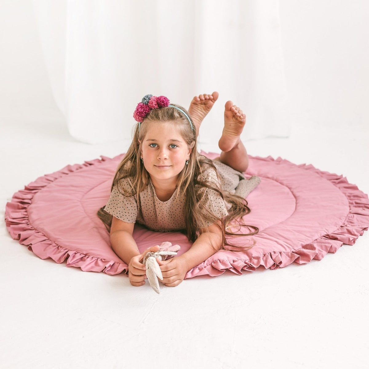 Kids Play Mat with Ruffled Border – Rose, 125 cm