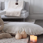Large Floor Cushion with Ruffled Edges – Ecru, 100 cm
