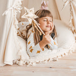 Large Floor Cushion with Tassels – Ecru, 100 cm