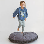Large Floor Cushion with Tassels – Grey, 100 cm