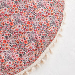 Large Floor Cushion with Tassels – Rose Floral, 100 cm