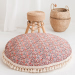Large Floor Cushion with Tassels – Rose Floral, 100 cm