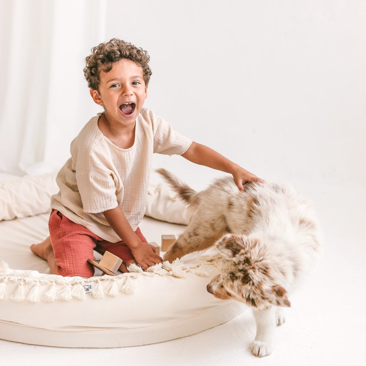 Large Round Nest Play Mat & Kids Lounger – Ecru, 110 cm