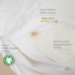Long Maternity Body Pillow with Organic Cotton Cover – White, 145 cm