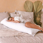 Long Maternity Body Pillow with Organic Cotton Cover – White, 145 cm