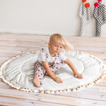 Padded Kids Play Mat with Tassels – Ecru, 115 cm