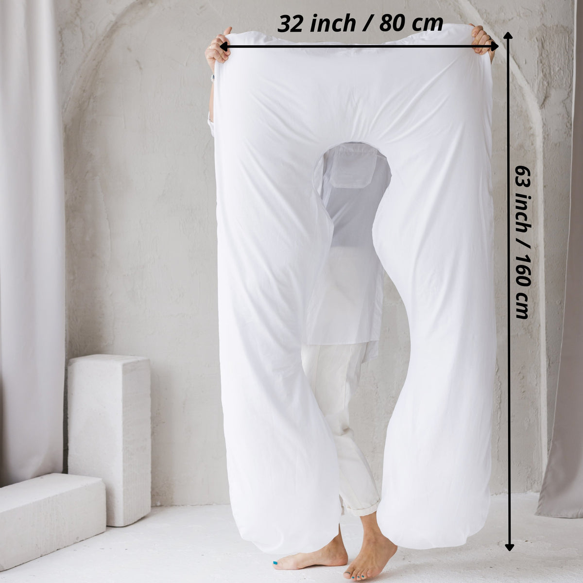 U-Shaped Body Pillow with Organic Cotton Cover – White