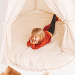 XL Indoor Teepee Tent with Pompoms – Ecru