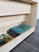 One Little Pine Montessori Bücherregal mit Frontpräsentation – Massivholz Kinderregal & Bibliothek mit extra Stauraum – Produktbild 3