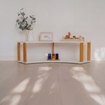 Modulares Montessori-Bogenregal, 2 Ebenen – Weiß/bräunliches Öl – Produktbild 1
