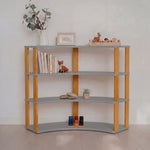 Modulares Montessori-Regal Arch – 4 Ebenen – Hellgrau / bräunliches Öl – Produktbild 1