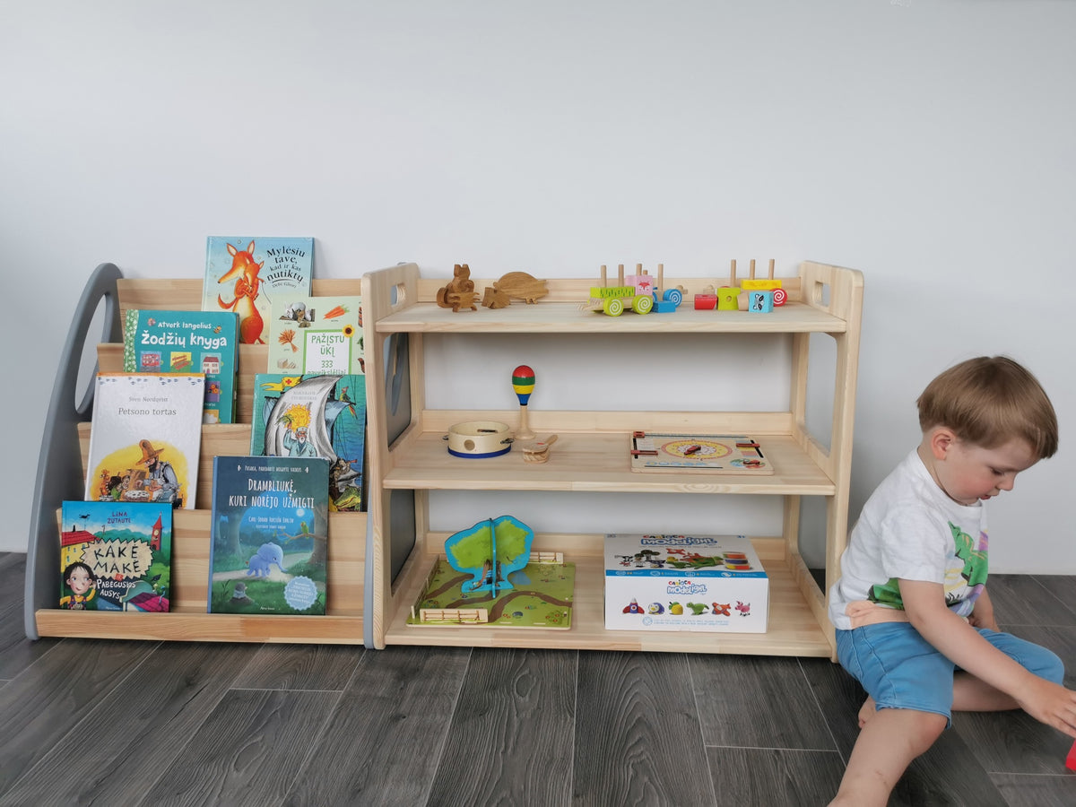 Montessori Regal für Kinder Maxi aus Birkenholz – offenes Spielzeugregal fürs Kinderzimmer – Produktbild 2
