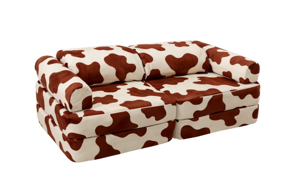 Modulares Spielsofa Kinder Kuhmuster – Spielcouch aus weichem Cordstoff – Produktbild 2
