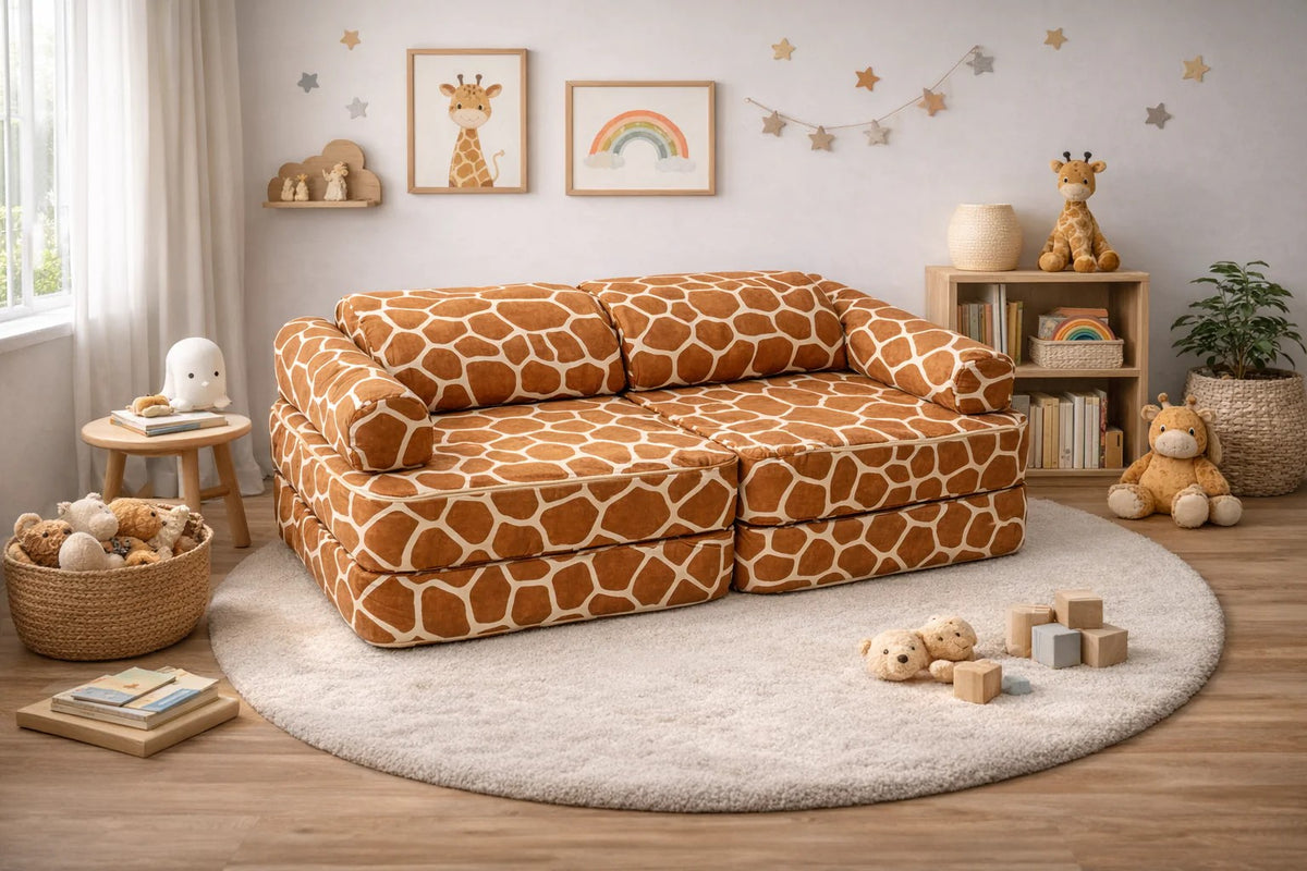 Modulares Spielsofa Giraffen-Design 120 cm – 12-teiliges Kindersofa & Klettersofa – Produktbild 1