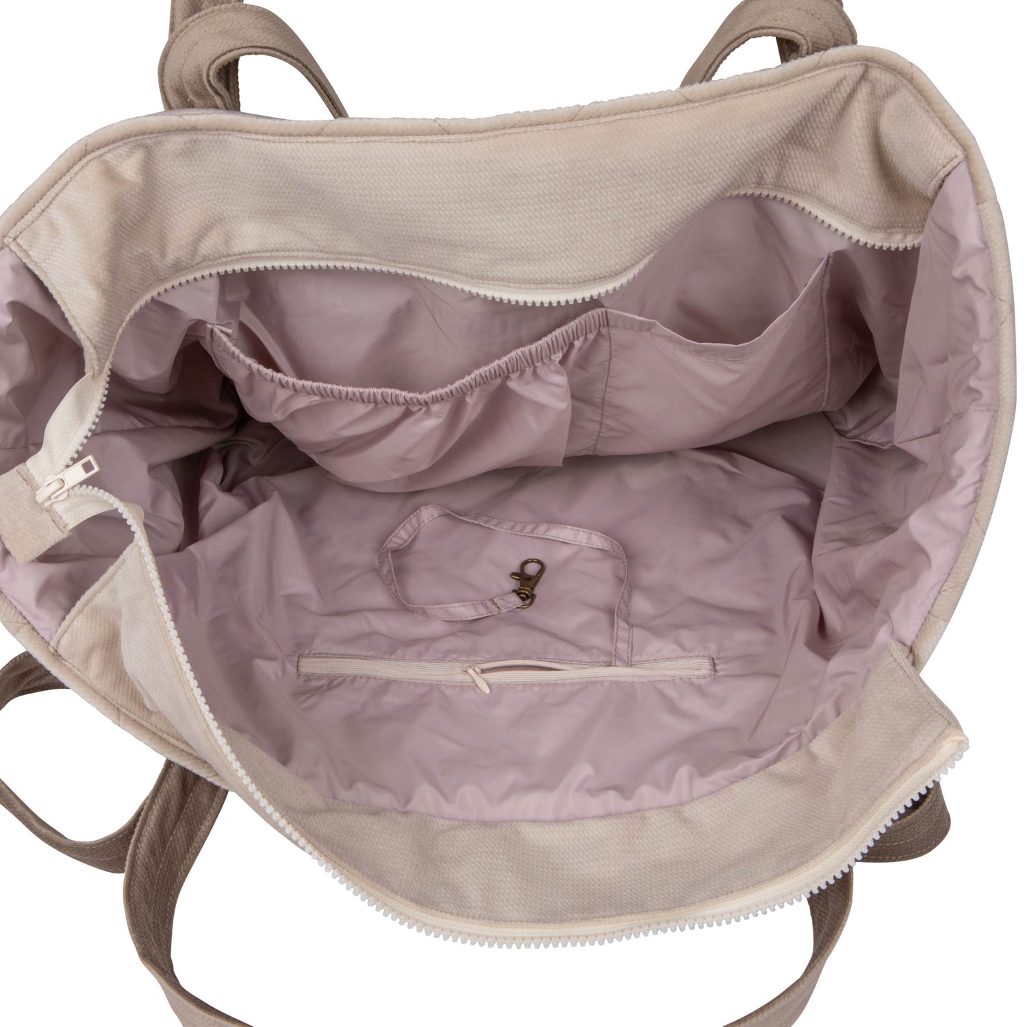 Wickel-Weekender Beige – große Wickel- & Alltagstasche mit Innen- und Außentaschen