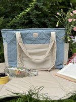 Wickel-Weekender Jeans – große Wickeltasche & Weekender mit Innenfächern