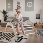 Montessori Kletterbogen aus Holz – mitwachsendes Kletterspielzeug & Balancebrett für Kinder