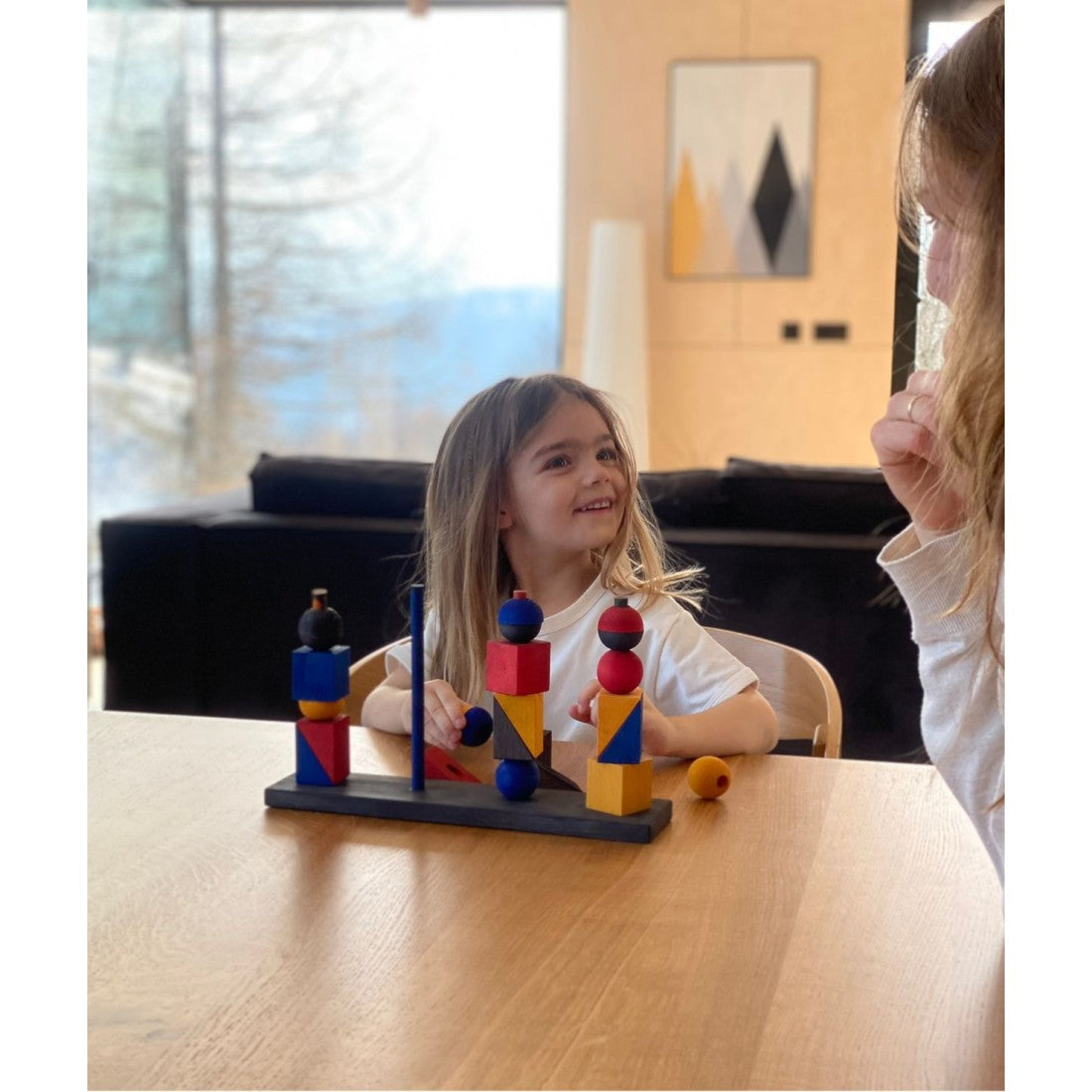 Montessori-Stapelspielzeug Modern X aus Holz – Produktbild 3