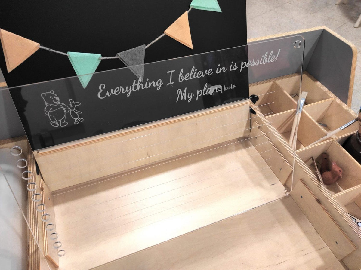 Luula Multisensorischer Kreativtisch 90 cm – höhenverstellbare 5-in-1 Montessori Spielstation – Produktbild 4