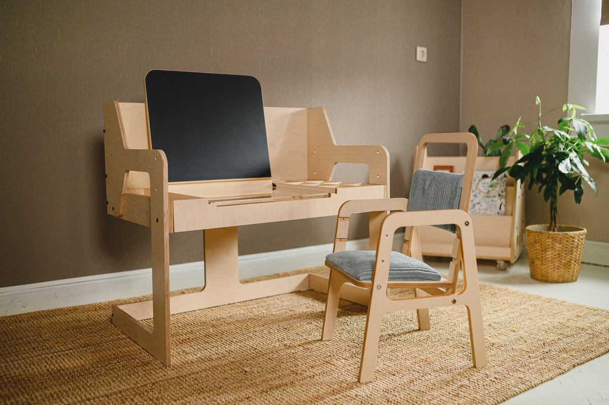 Luula Multisensorischer Kreativtisch 90 cm – höhenverstellbare 5-in-1 Montessori Spielstation – Produktbild 2